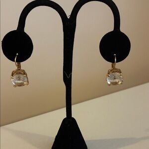 Kate Spade Gold and Clear Drop Earrings